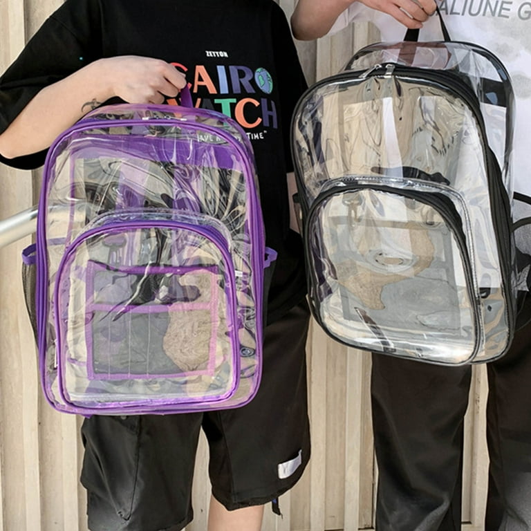 Heavy Duty Transparent Clear Backpack PVC Transparent Backpack Heavy Duty Casual Student Book Bag For School Travel Work 14.2 Inch Walmart