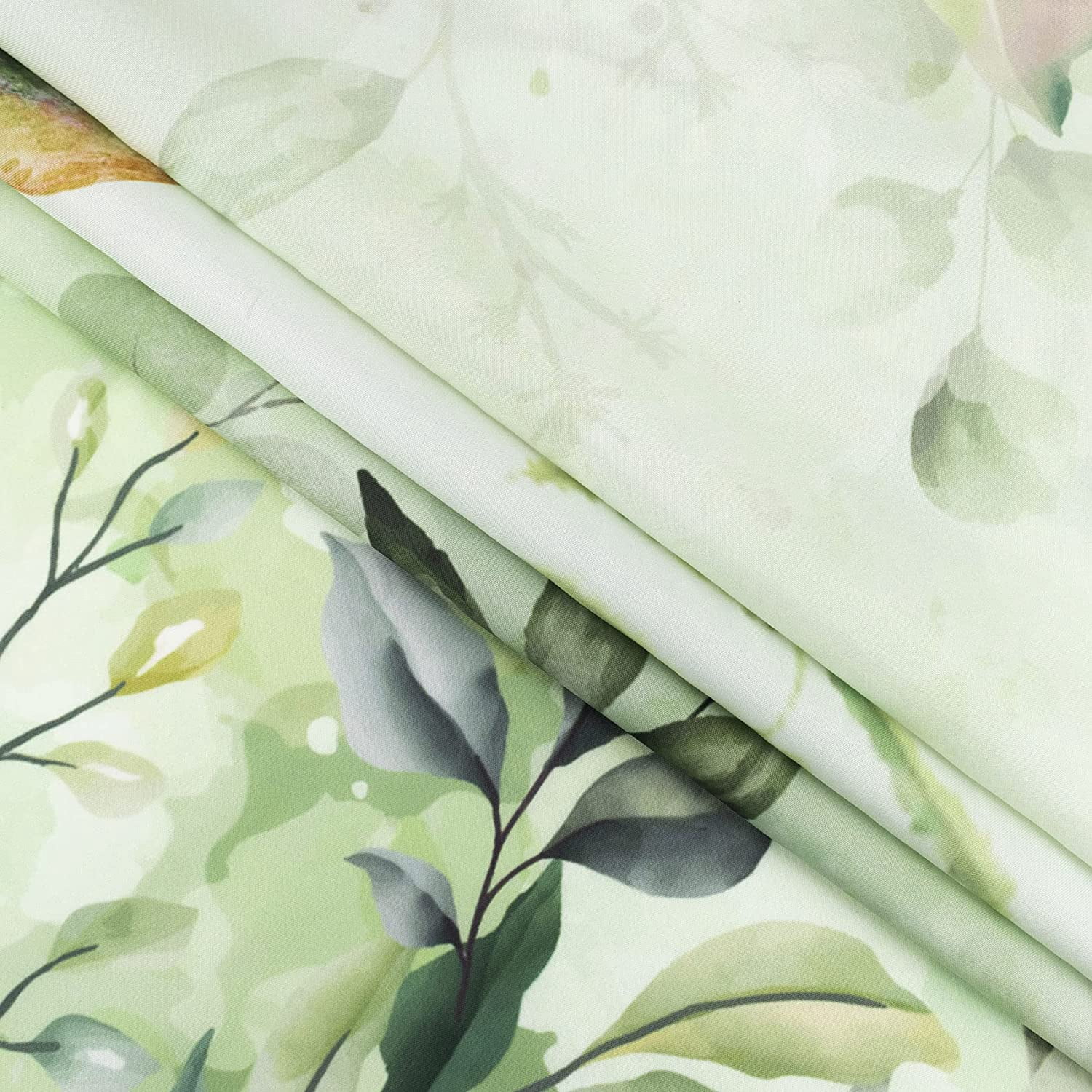 Green Leaves Shower Curtain Eucalyptus Hummingbird Bird Shower Curtains White Green Leaf Botanical Plant Floral Cottagecore Aesthetic Bathroom Curtain 12 Hooks Durable Fabric 72X72Inches