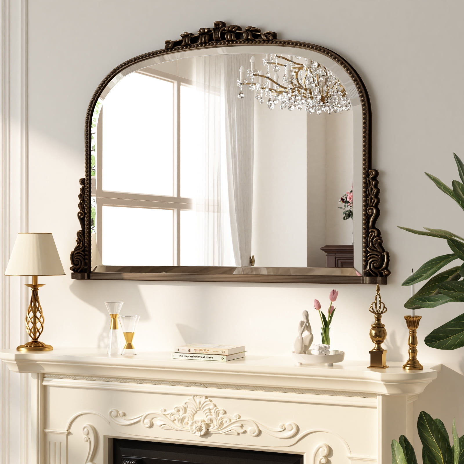 GRAHMCY 36"x 27" Bathroom Mirror Arched Vanity Mirror Decor Wall Mirror Vintage Mirror, Antique Bronze