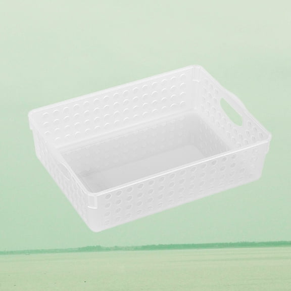 LOLIPPYY White Plastic File Storage Basket with Side Handles for Easy Carrying and Office Organization