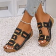 thumbnail image 5 of Walking Sandals Women,Wedge Sandals,Women's Sandals,Women's Wedge Sandals Slip - on Summer Sandals with Metallic Accents Comfortable Dressy Platform Wedges Casual Daily Walking,Black,6, 5 of 5