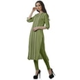 thumbnail image 4 of Moomaya Kurti Droit Imprimé pour Femmes Col en V Manches Retroussables Tunique Kurta, 4 of 6