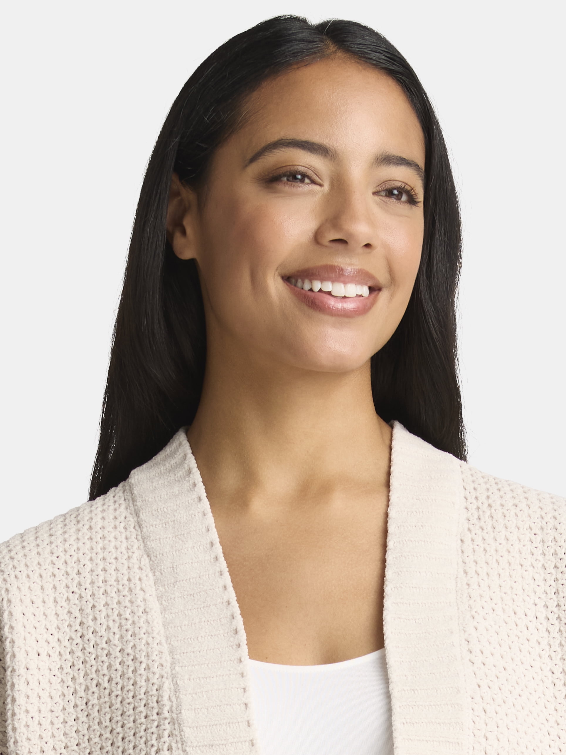 Time and Tru Women's Chenille Cardigan Sweater, Midweight, Sizes XS-XXXL