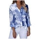 thumbnail image 1 of Mujeres Casual Tie-dye Impresión Manga larga Turn-down Collar Camisa Bolsillos Tops Fridja  hj5212, 1 of 9
