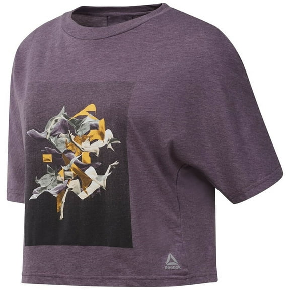 Reebok Womens Dance Graphic T-Shirt, Purple, X-Small