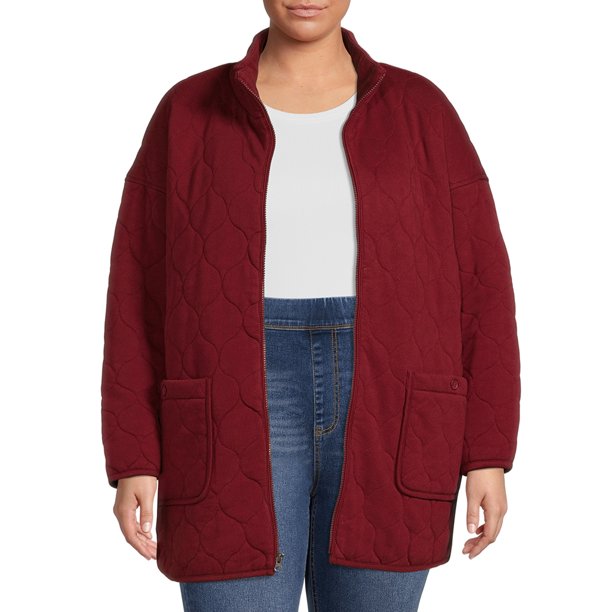 Time and Tru Women's and Plus Onion Quilted Boyfriend Jacket