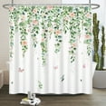 thumbnail image 5 of Lfeey Sage Green Flower Fabric Shower Curtains for Bathroom, Spring Summer Wildflower Butterfly Shower Curtain with Hooks, 72x72, 5 of 6