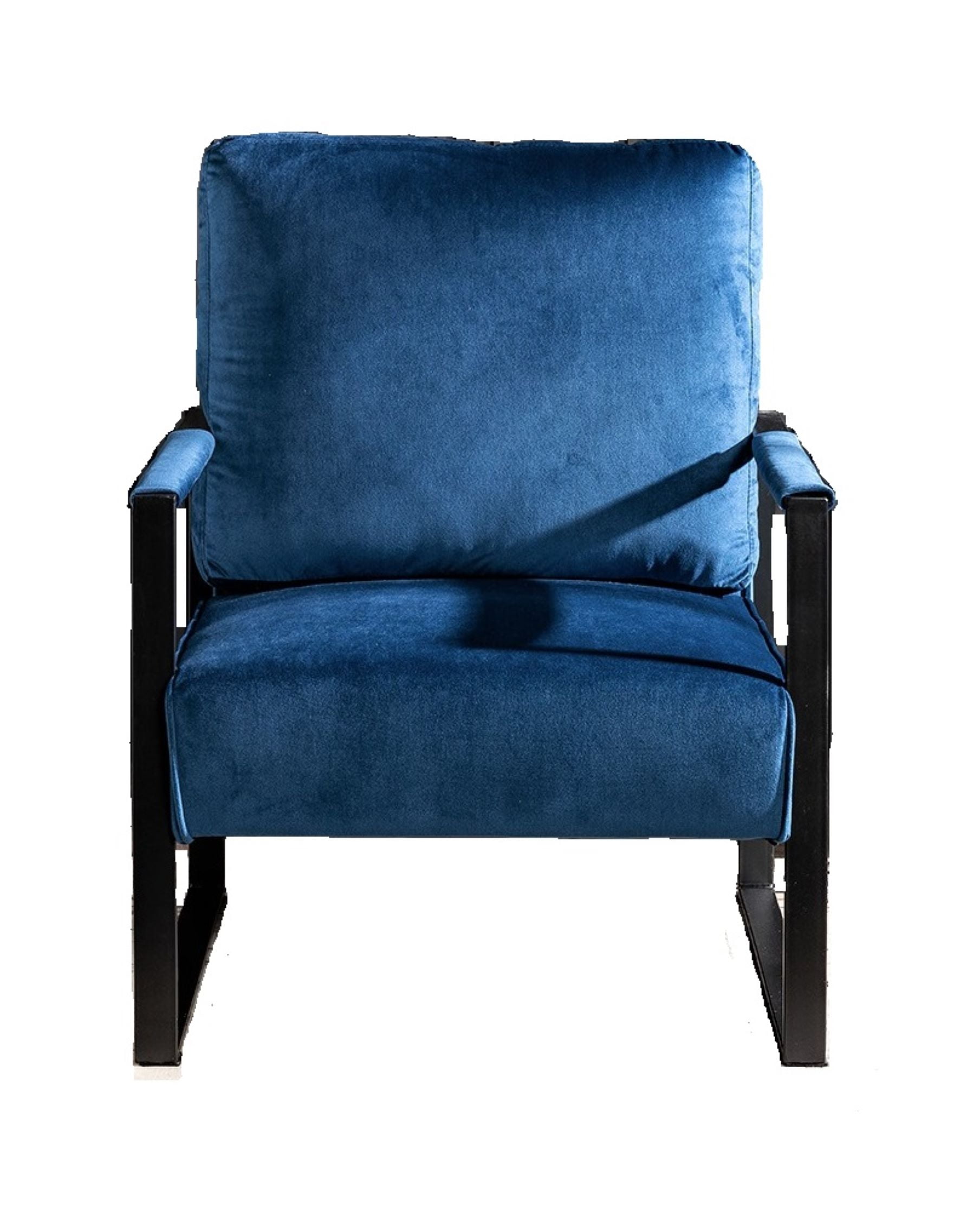Mintazer Modern Plush Velvet Accent Chair, Square Metal Frame Lounge Armchair for Living Room Bedroom Office, Blue
