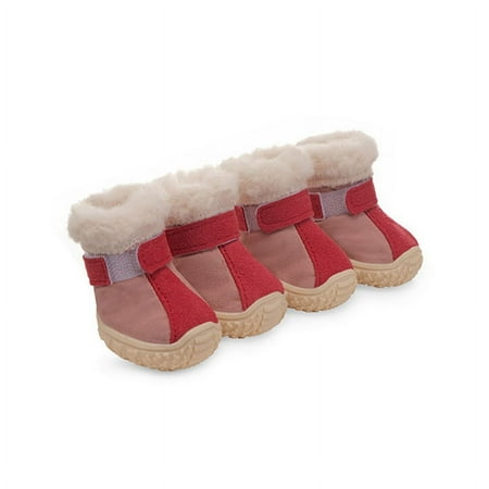 Winter Dog Boots Outdoor Antiskid Rubber Sole Pet Sneakers Cold Weather Warm Lining Puppy Shoes
