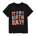 thumbnail image 2 of Frwgonr Toddler Girls T-shirts Short Sleeves Blouse Crewneck Birthday Graphic Summer Kids Tee Tops 2-15 Years, Black, 2 of 5