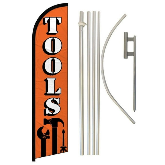 Tools (Orange) Windless Banner Flag & Pole Kit