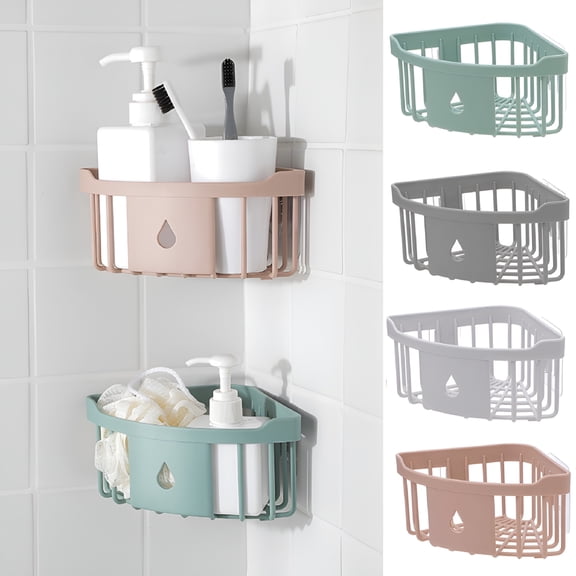 XIBUFE Corner Shower Caddy Corner Shower Shelf Shower Basket Wall Mounted Shower Holder Organizer for Shampoo, Plastic Shower Caddy for Kitchen Bathroom, Drill-Free Removable