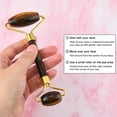 thumbnail image 4 of Natural Tiger Eye Face Massager Facial Rollers with Long-Lasting Plated Alloy Findings Golden 149~151x57~60x19~20mm, 4 of 5