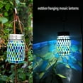 thumbnail image 4 of Lámpara solar de mosaico de araña para exteriores, lámpara de mesa solar y lámpara de vidrio de mosaico azul fresco, lámpara de noche solar impermeable para exteriores, decoración de patio de jardín JAMW Sencillez, 4 of 5