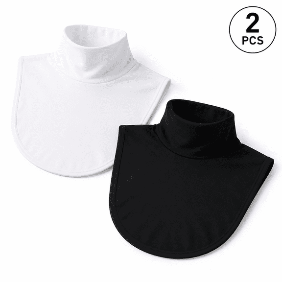 Women Fake Turtleneck Fake Collars Solid Stripe Collar High Neck Mock Collar 2 Pcs