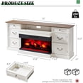 thumbnail image 2 of Merluxy 75" Farmhouse TV Stand with 36" 3-Sided Glass Fireplace, Large Entertainment Center with Drawer, TV Console for TVs up to 85",Distressed White, 2 of 7