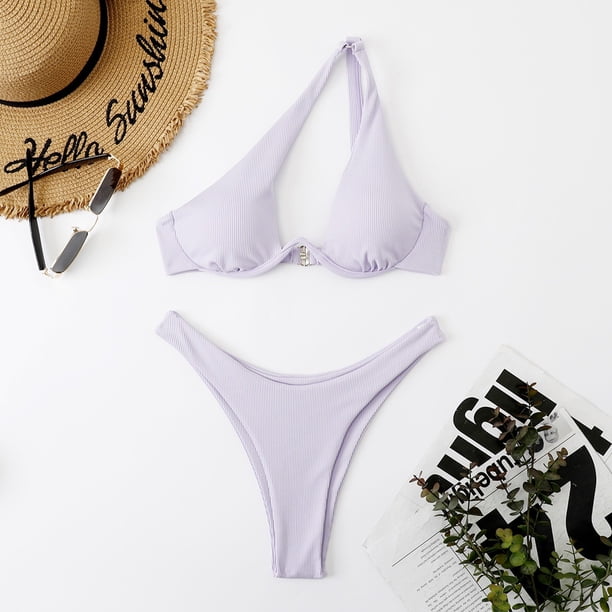 WILLBEST Bikini de Mujer, Traje de Baño de Color, Sexy, para Mujer, con Aros En Los Hombros, Bikini, Traje de Baño Bikini