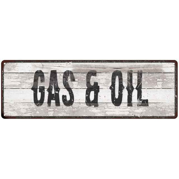 GAS & OIL Ship Lap Look Country Chic 6x18 Metal Sign Wall Decor 206180044062