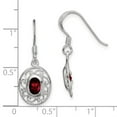 thumbnail image 2 of 925 Sterling Silver Polished Shepherd hook Fancy Garnet Earrings 22x11mm Wide Dangle Earring for Women, 2 of 2