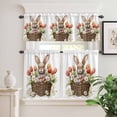 thumbnail image 3 of Kitchen Window Curtains Valance and Tier Set, Spring Easter Cute Bunny Rod Pocket Tier Curtain Valance Set, Flower Egg in Basket Light Filtering Cafe Curtains for Bedroom Living Room, 3 of 9
