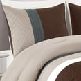 thumbnail image 3 of 3 Piece Modern Design Queen Comforter Set. Multicolor Grey/Coffee Brown/Beige Taupe Color All Season Down Alternative Bedding Decor- Leni, 3 of 3