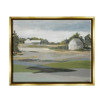 Stupell Industries Rural Farmland Vast Country Barn Agricultural Field Painting Metallic Gold Floating Framed Canvas Print Wall Art, Design by Liz Jardine