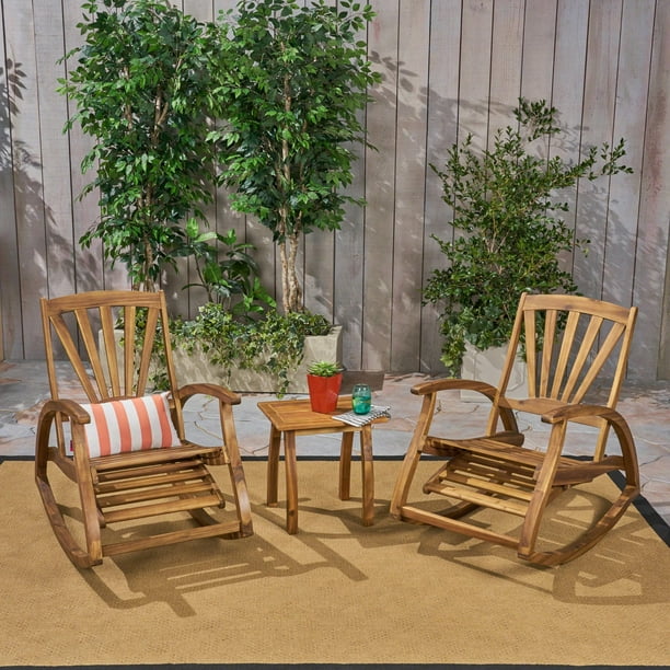 3pc Brown Contemporary Outdoor Patio Rocker Recliners With Side Table 52 75 Com - Outdoor Patio Rocker Recliners