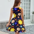 thumbnail image 6 of Colorful Cool Planet Sleeveless Dress Women Summer Evening Dresses Ladies Sundress, 6 of 7