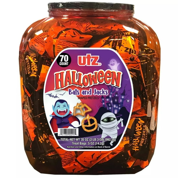 Utz Halloween Shaped Pretzel Treat Barrels, 70 Count