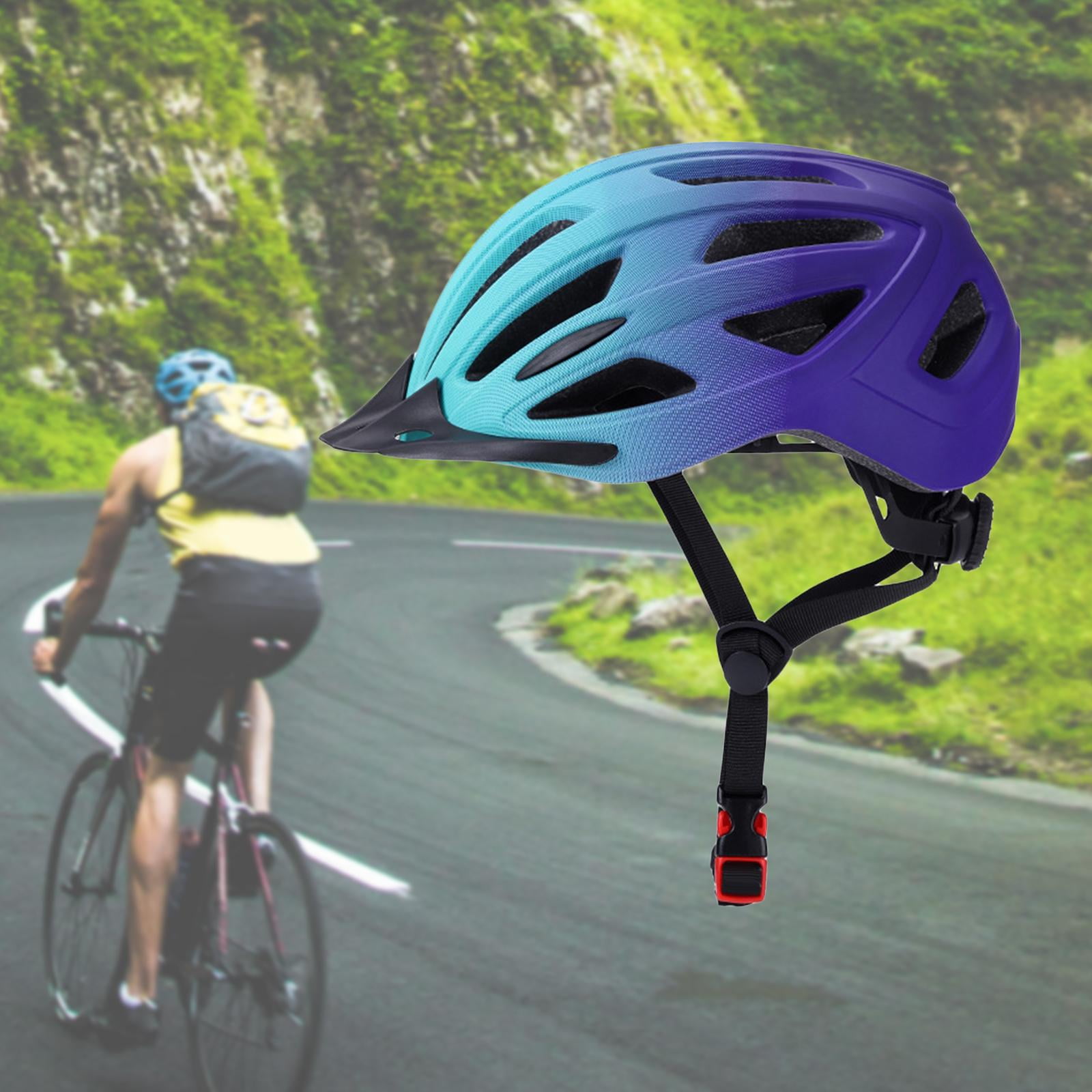 harayaa Bicycle Helmet Head Protective Lightweight with LED Safety Light Bike Helmet Blue Purple