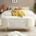 thumbnail image 2 of Pouseayar End of Bed Storage Bench, 47" Upholstered Comfy Sherpa Fabric Ottoman Bench with Storage, Entryway Bench Seat for Bedroom, White, 2 of 7