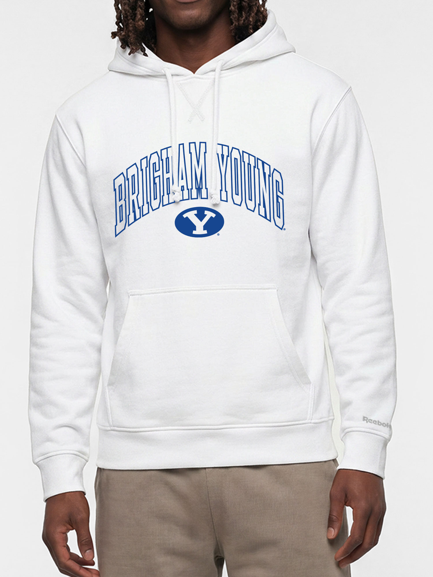 BYU Cougars Reebok Mens White Hooded Sweatshirt