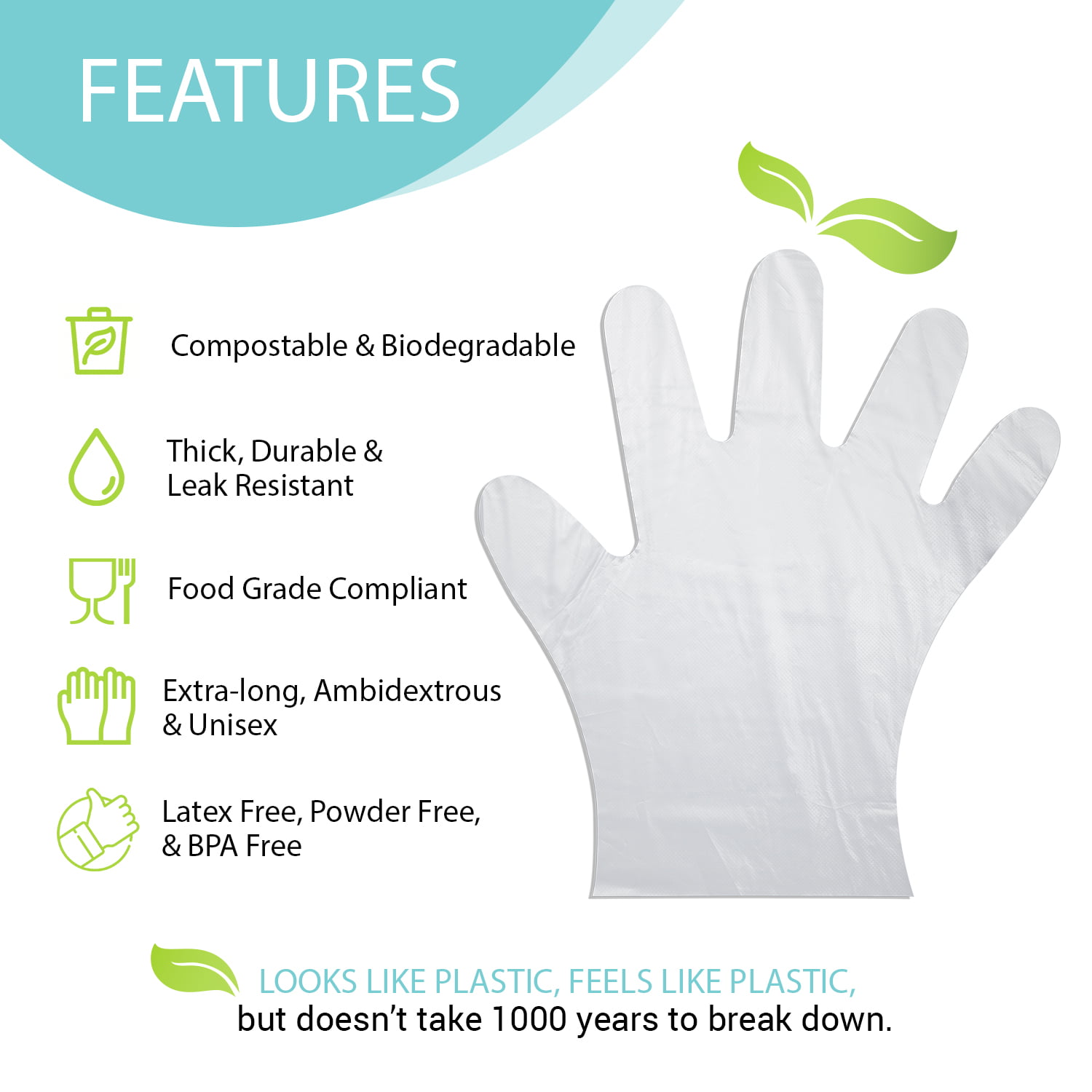 Details about   Disposable Food Prep Gloves Compostable Latex-Free Made Of Plant-Based PLA Pack