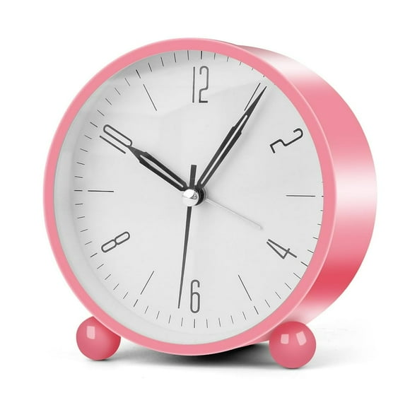 CHUANK Analog Alarm Clocks for Bedrooms 4 inch Silent Non Ticking Battery Operated with Night Light Small Retro Simple Design Clock for Table Bedside Desk Travel White)