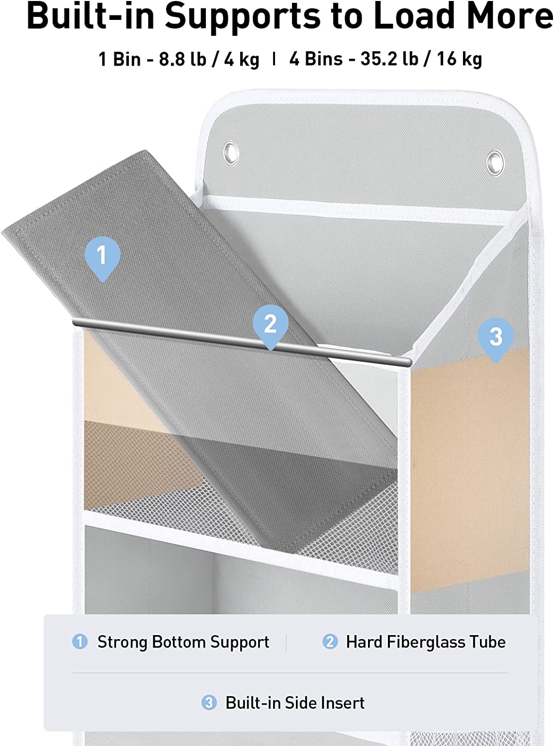 LazySpin 4-Tier Over The Door Organizer Gray photo 4