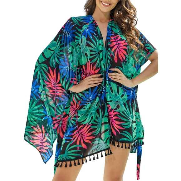 As Rose Rich Kimonos para Mujer, Cárdigan Tipo Kimono para Cubrirse en el Baño de Verano, Talla M