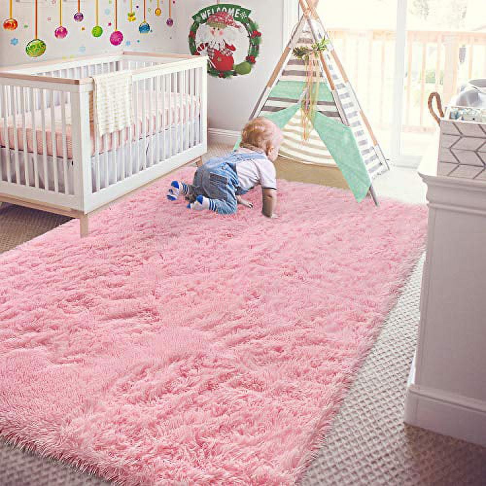 Andecor Soft Fluffy Bedroom Rugs x Feet Indoor Shaggy Plush Area Rug  for Boys Girls Kids Baby College Dorm Living Room Home Decor Floor Carpet,  Pink