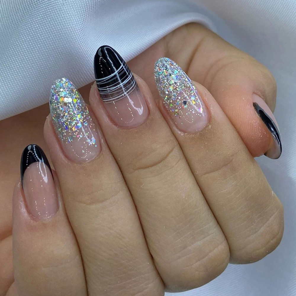 White dots, lines and shapes on clear! | Minimal nails art, Lines on nails,  Subtle nails