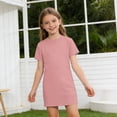 thumbnail image 4 of Abcomgle Girls Dresses Size 10-12 Casual A Line Short Sleeve Midi Dress Solid Crew Neck Sundresses Summer Lightweight Dresses,Complexion,3-4Years, 4 of 7