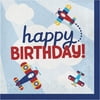 Lil' Flyer Airplane 2 Ply "Happy Birthday" Printed Luncheon Napkin, Pack of 16, 3 Packs