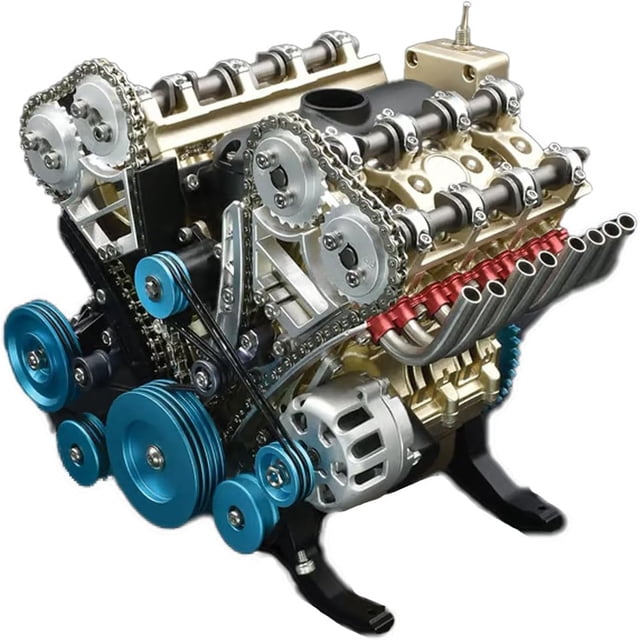 POINTERTECK 8-Cylinder Full Metal Car Engine Model Full Metal Car Engine Model 4 Cylinder Car Engine Kit Adult Model Car Engine Model Kit Metal Model Engine Kit Home Engine Ornaments