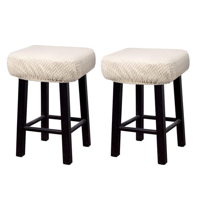 2pcs Fundas para Taburetes Rectangulares, Fundas para Taburetes de Bar, Funda para Asiento de Silla de Banco de Madera Beige