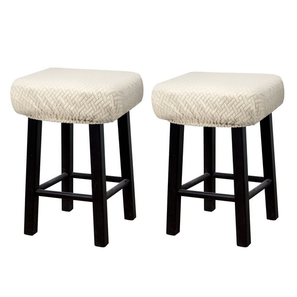 2pcs Fundas para Taburetes Rectangulares, Fundas para Taburetes de Bar, Funda para Asiento de Silla de Banco de Madera Beige
