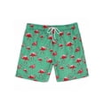 thumbnail image 4 of New Boys Mens Swimming Trunks Swim Shorts Board Shorts With Pockets Print Swimwear Beachwear Underwear Swimsuit Beach Pants Casual Quick Dry Bathing Suit Surfing Green Flamingo Print 3XL, 4 of 8