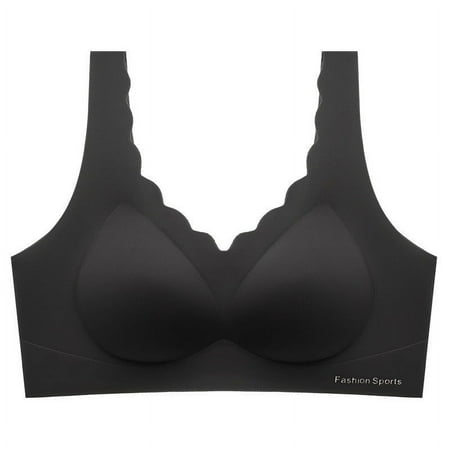 YWDJ Bras for Women Full Coverage No Wire Plus Size Pull on Push up Wireless Comfort Straps Support Seamless Bralette Breathable Soft Bra for All Shapes Sagging Breasts Black XL