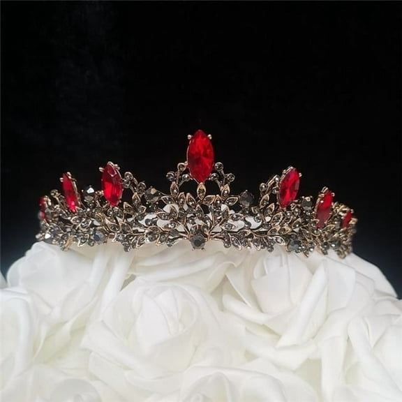 Tian Sweet 37006-RD 9.8 oz Red with Black Rhinestones Tiara Cake Topper