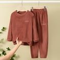 thumbnail image 2 of Fesfesfes Kids 2 Piece Clothes Set Fleece Warm Winter Solid Color Cozy Outfit for Children Boys Girls Homewear Comfortable Soft Fabric Daily Wear Holiday Matching Set(Red#1,5-6 Years), 2 of 4