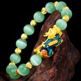 thumbnail image 2 of Feng Shui Mantra Obsidiana Pi Yao Aleación Joyería Regalo Negro Verde cro Sunnimix pulsera de moda para mujeres hombres, 2 of 7