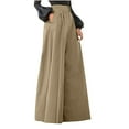 thumbnail image 2 of AOOCHASLIY Long Pants Clearance Woman Solid High Waist Wide Leg Pants Pocket Fashion Pants, 2 of 5