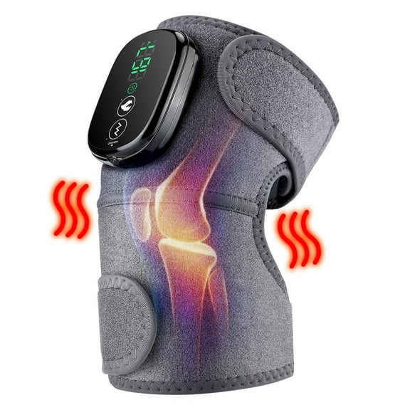 Heated Knee Massager with Heat and Compression, Portable Knee Massager for Pain Relief, Shoulder & Elbow Heating Pads, Cordless Rechargeable Knee Massager,3 in 1 Vibration Massage